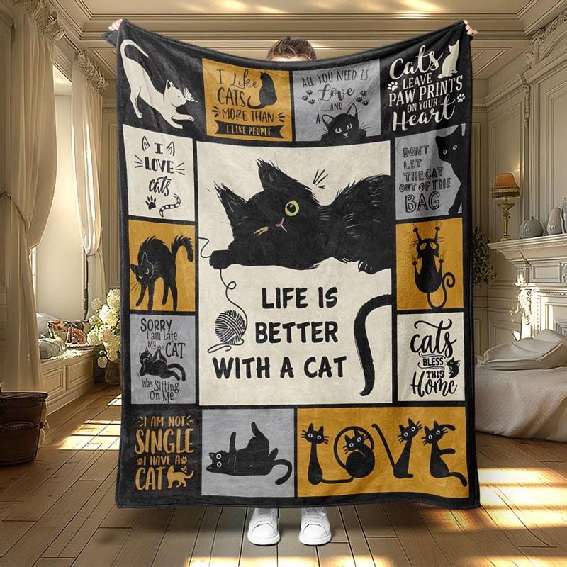 Cat Pattern Napping Blanket Soft Comfortable Throw