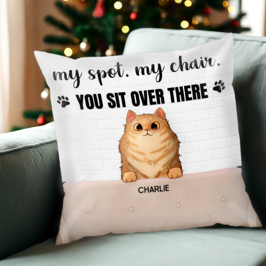 You Sit Over There - Funny Personalized Cat Pillow - Home Decor, Birthday, Housewarming Gift For Pet Owners, Cat Lovers