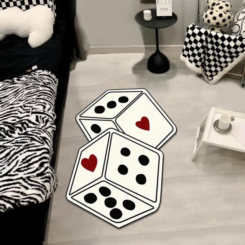 Creative Dice Shape Pattern Soft Bedside Shaggy Floormat