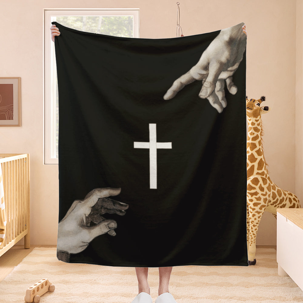 Cross Jesus pattern blanket soft and comfortable