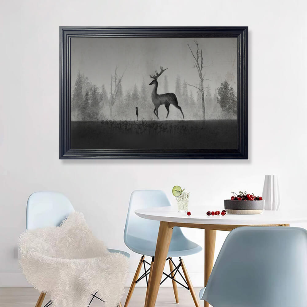 Dark Elk Decorative Design, Horizontal Framed Simple Decorative Canvas Painting