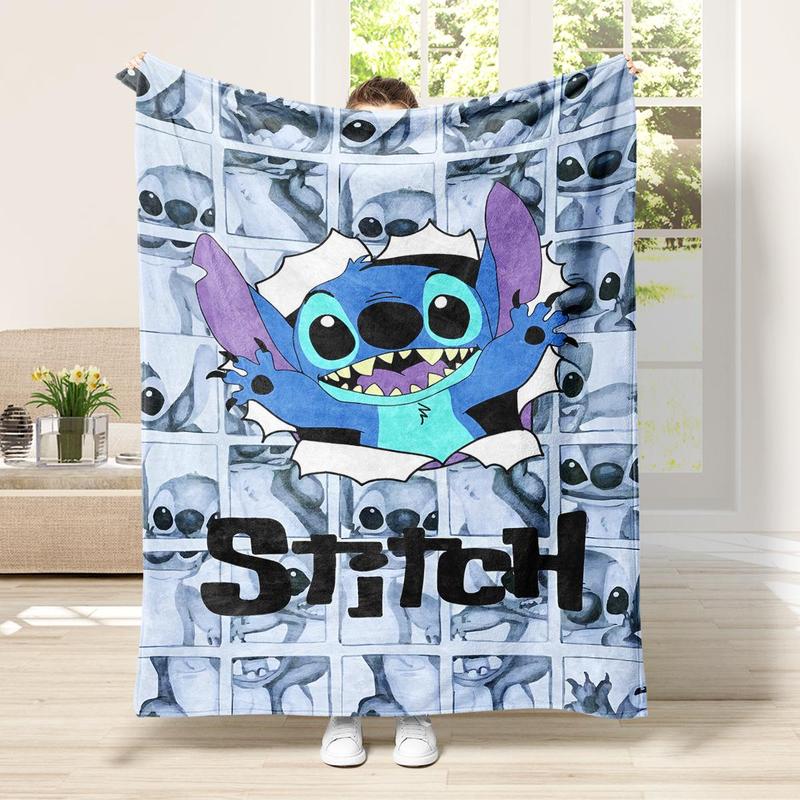 Disney Cartoon Stitch Pattern Soft Comfortable Throw Flannel Blanket