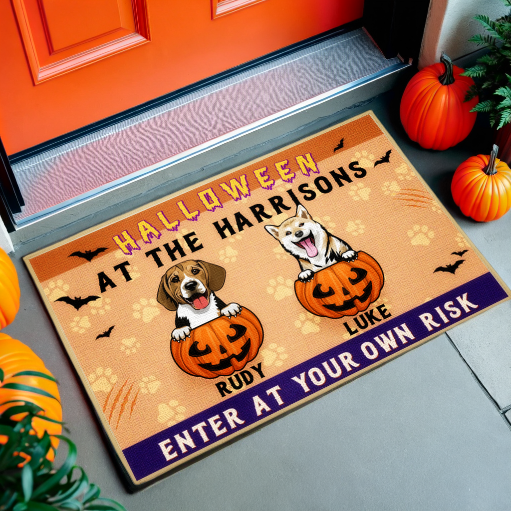 Pumpkin Dog Halloween - Personalized Decorative Mat, Doormat - Halloween Gift For Pet Dog Owners And Lovers