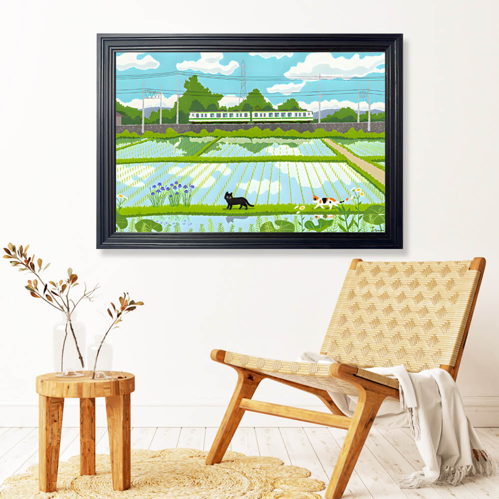 Creative Illustration Of Farmland, Horizontal Framed Simple Decorative Canvas Painting