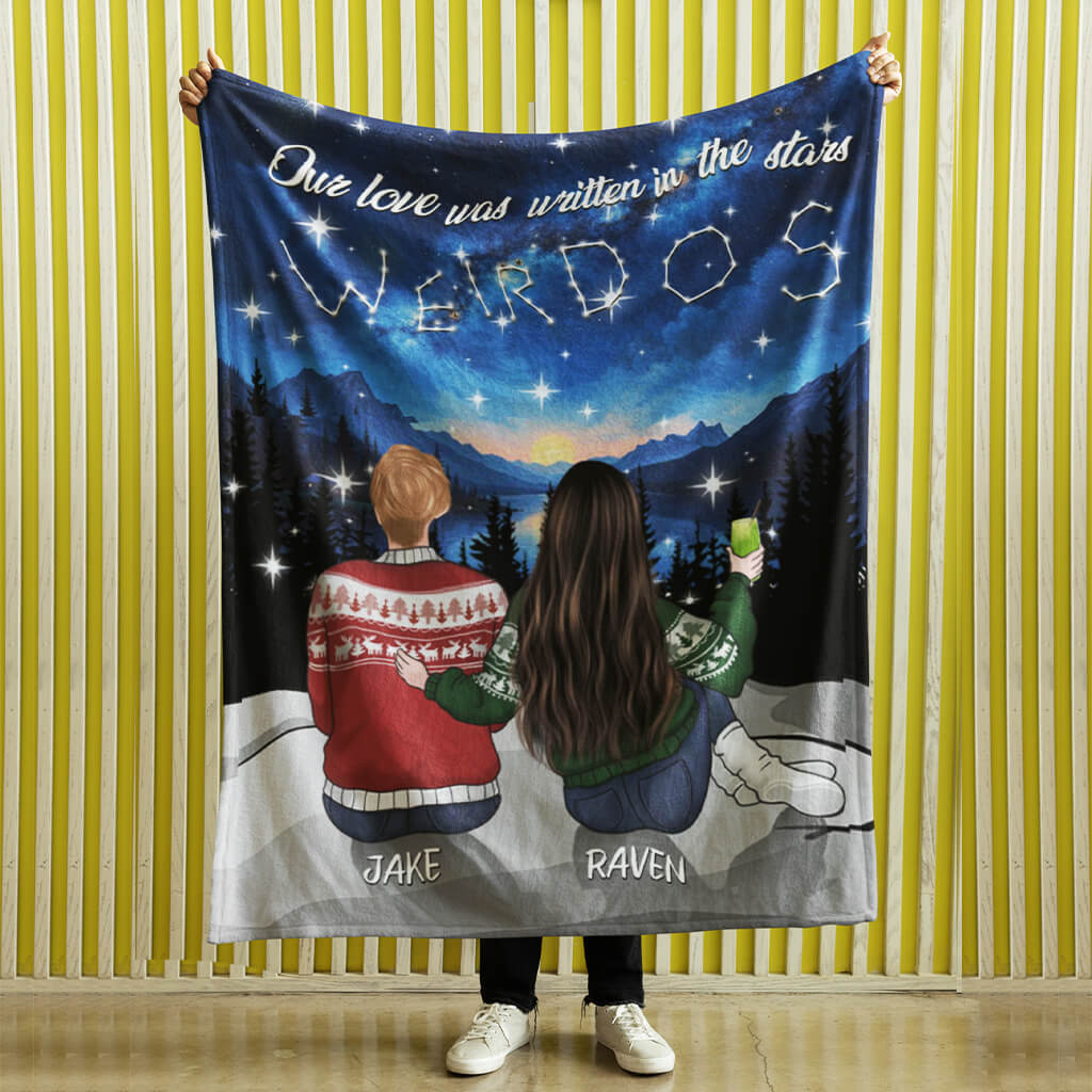 Our Love Is Written In The Stars - Couple Personalized Fleece Blanket, Sherpa Blanket - Christmas Gifts For Couples, Lovers, Husband Wife, Anniversary