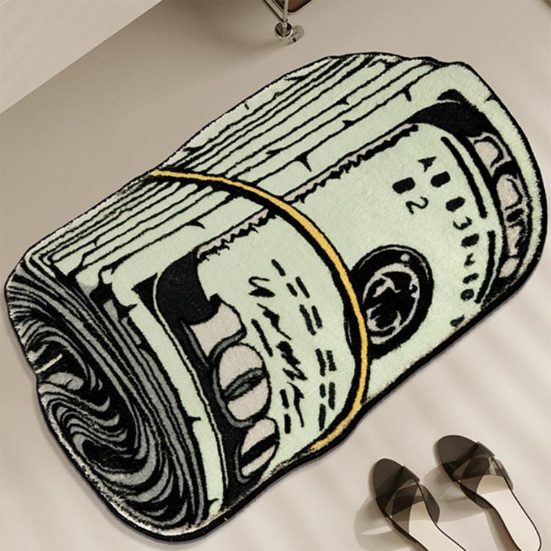 Creative Dollar Pattern Soft Non-slip Bedside Shaggy Floormat