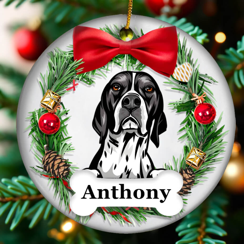 Christmas - Dog Personalized Round Ceramic Christmas Ornament - Gifts for Pet Lovers, Pet Owners, Christmas Gifts