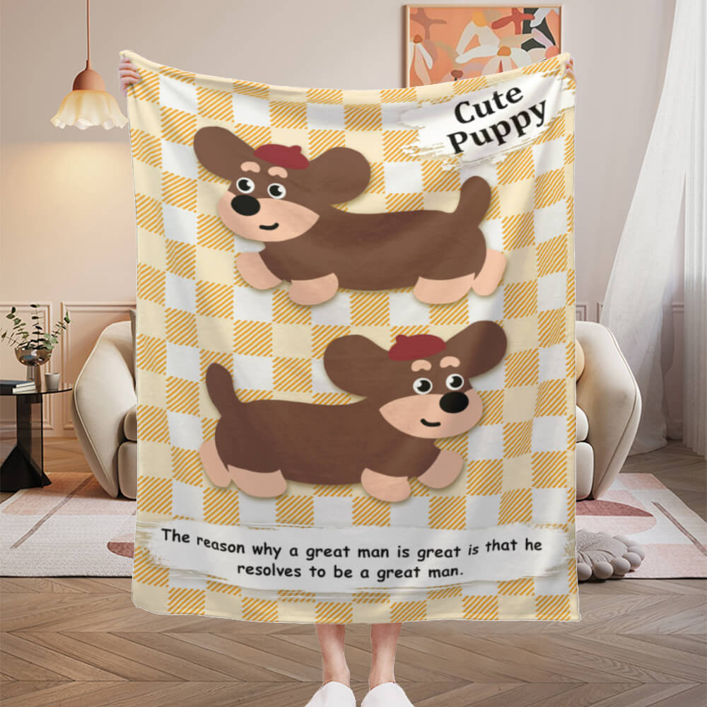 Checkered Dachshund Blanket Soft and Comfortable