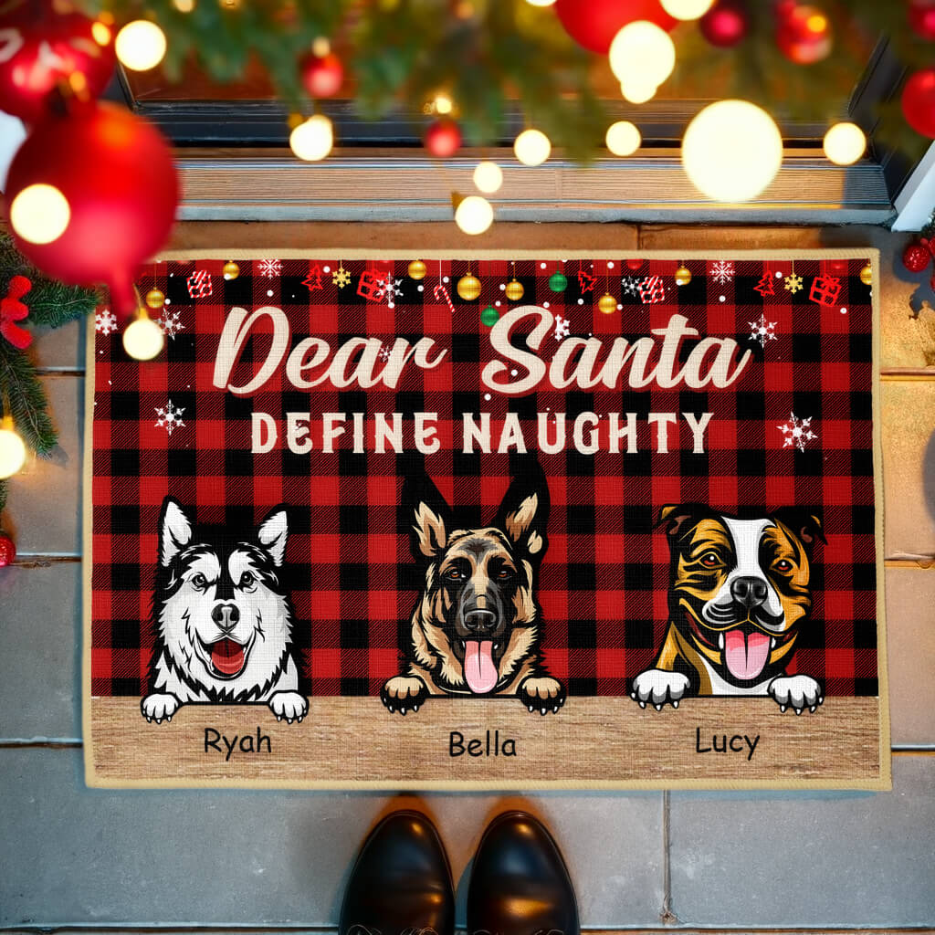 Dear Santa, Define Naughty - Dog Personalized Decorative Mat, Doormat - Christmas Gift For Pet Owners, Pet Lovers