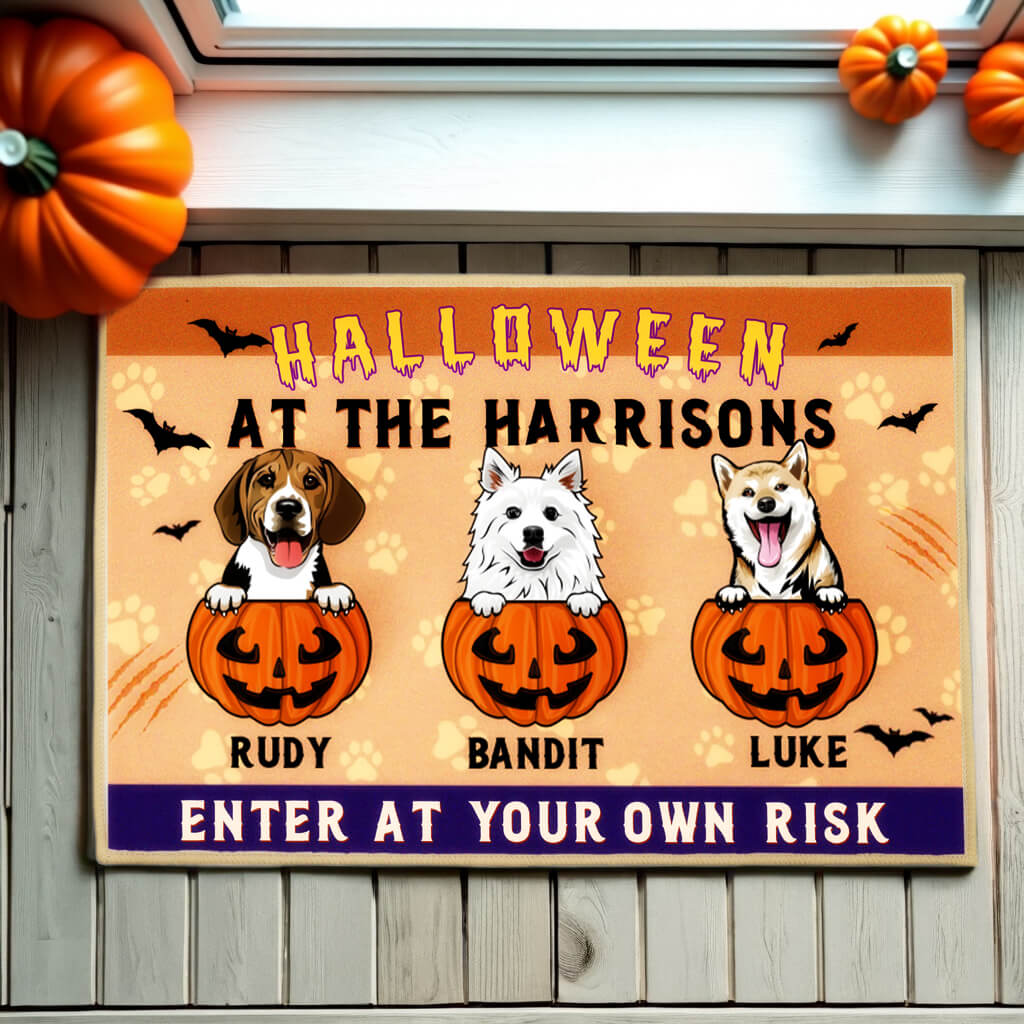 Pumpkin Dog Halloween - Personalized Decorative Mat, Doormat - Halloween Gift For Pet Dog Owners And Lovers