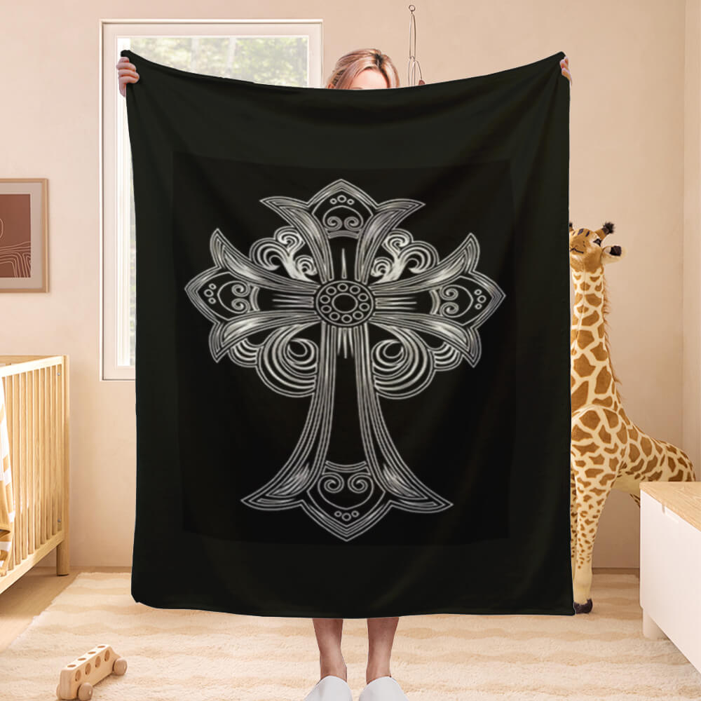 Creative Pattern Of Floral Cross, Blanket, Soft And Comfortable