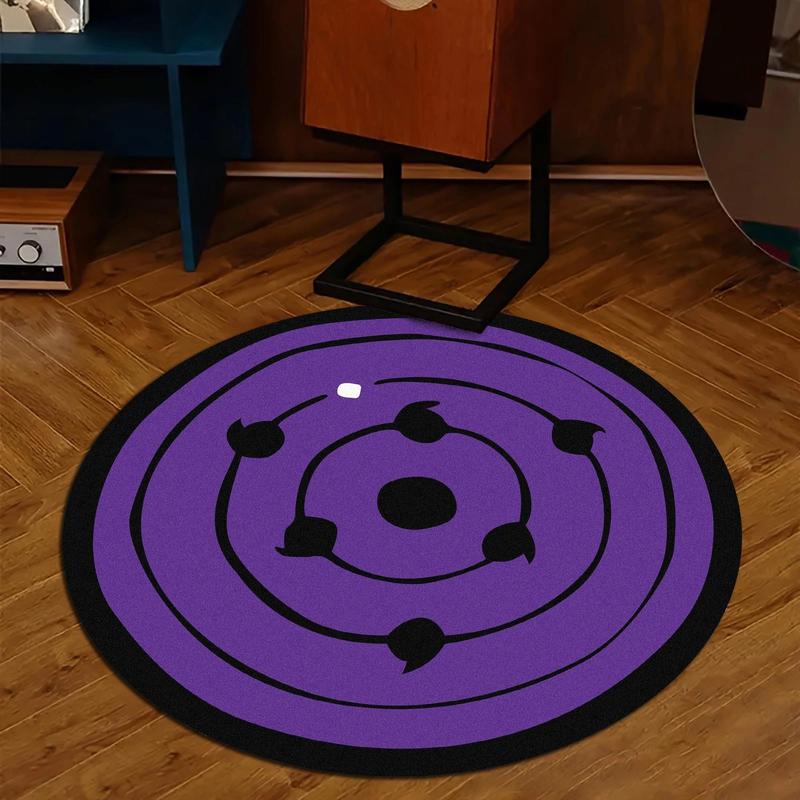 Purple Creative Pattern Round Area Soft Comfortable Non-slip Washable Floormat