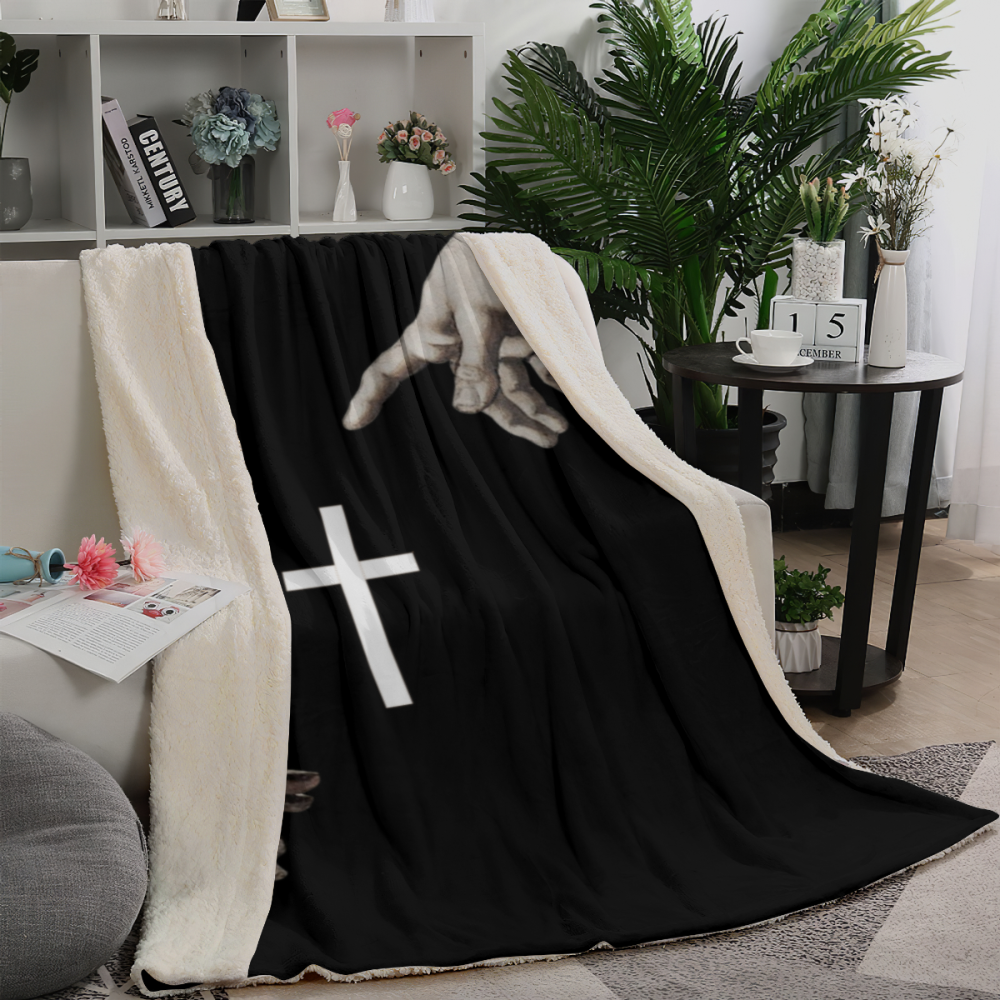 Cross Jesus pattern blanket soft and comfortable