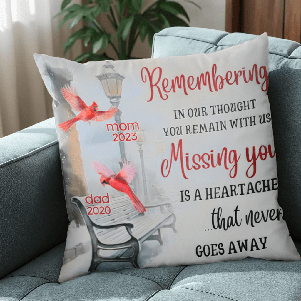 In Our Thought You Remain With Us - Memorial Personalized Custom Pillow - Sympathy, Memorial Gift For Family Members, Mom, Dad