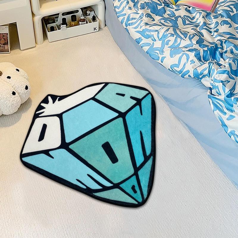 Fashion Diamond Design Pattern Special Stylish Creative Soft Non-slip Bedside Shaggy Floormat