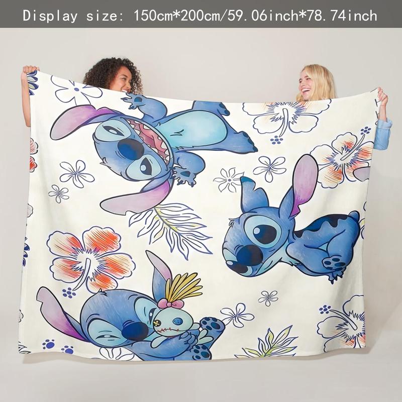 Cartoon Stitch Pattern Soft Warm Throw Flannel Blanket