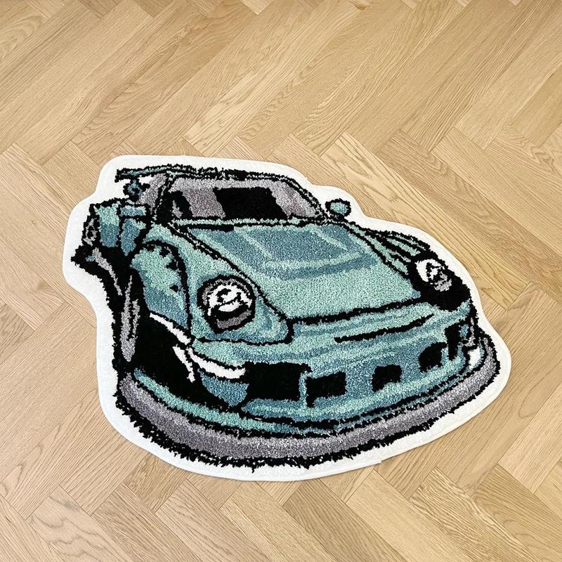 Cartoon Car Shaped Pattern Soft Non-slip Bedside Shaggy Floormat