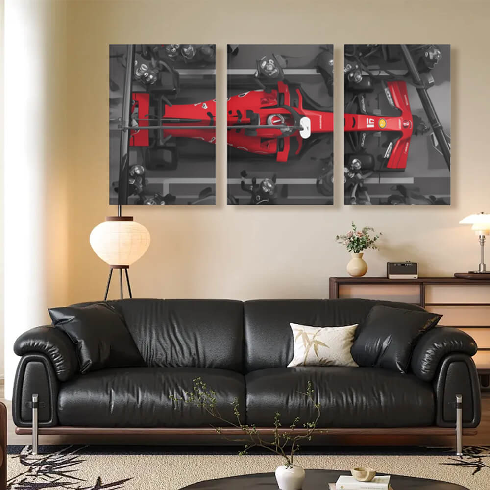 Modern Poster With Racing Pattern, Triple Frameless Canvas Painting