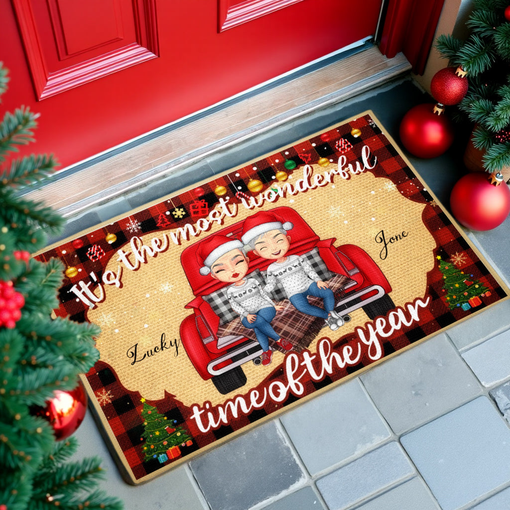 It's The Most Wonderful Time Of The Year - Christmas Personalized Decorative Mat, Doormat - Christmas Gifts For Lovers, Couples, Husband Wife, Anniversary