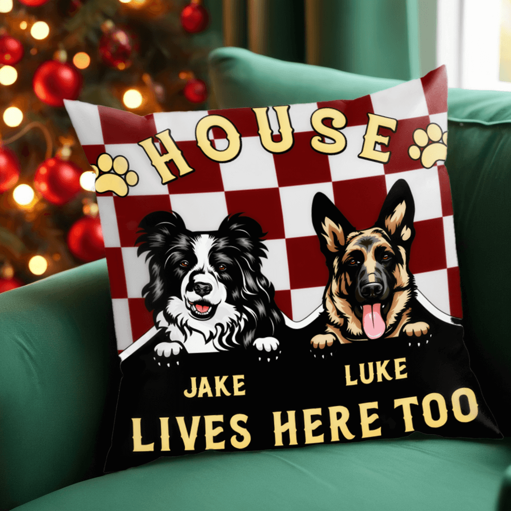 Dogs Live Together In This House - Dog Personalized Custom Pillow - Home Decor, Birthday, Housewarming Gift For Dog Lovers, Pet Lovers