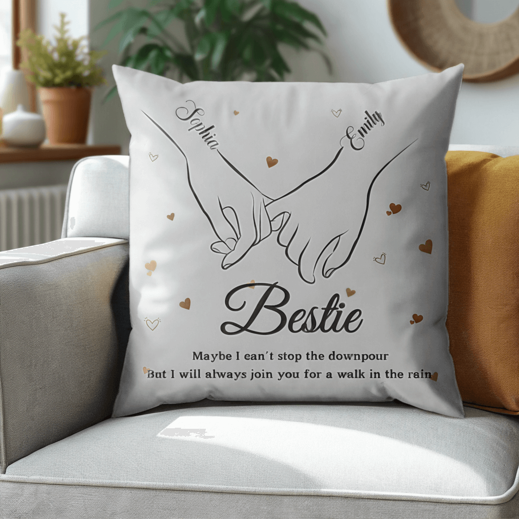 Bestie I Will Always Join You For A Walk In The Rain - Bestie Personalized Custom Pillow - Gift For Best Friends, BFF, Sisters, Friends