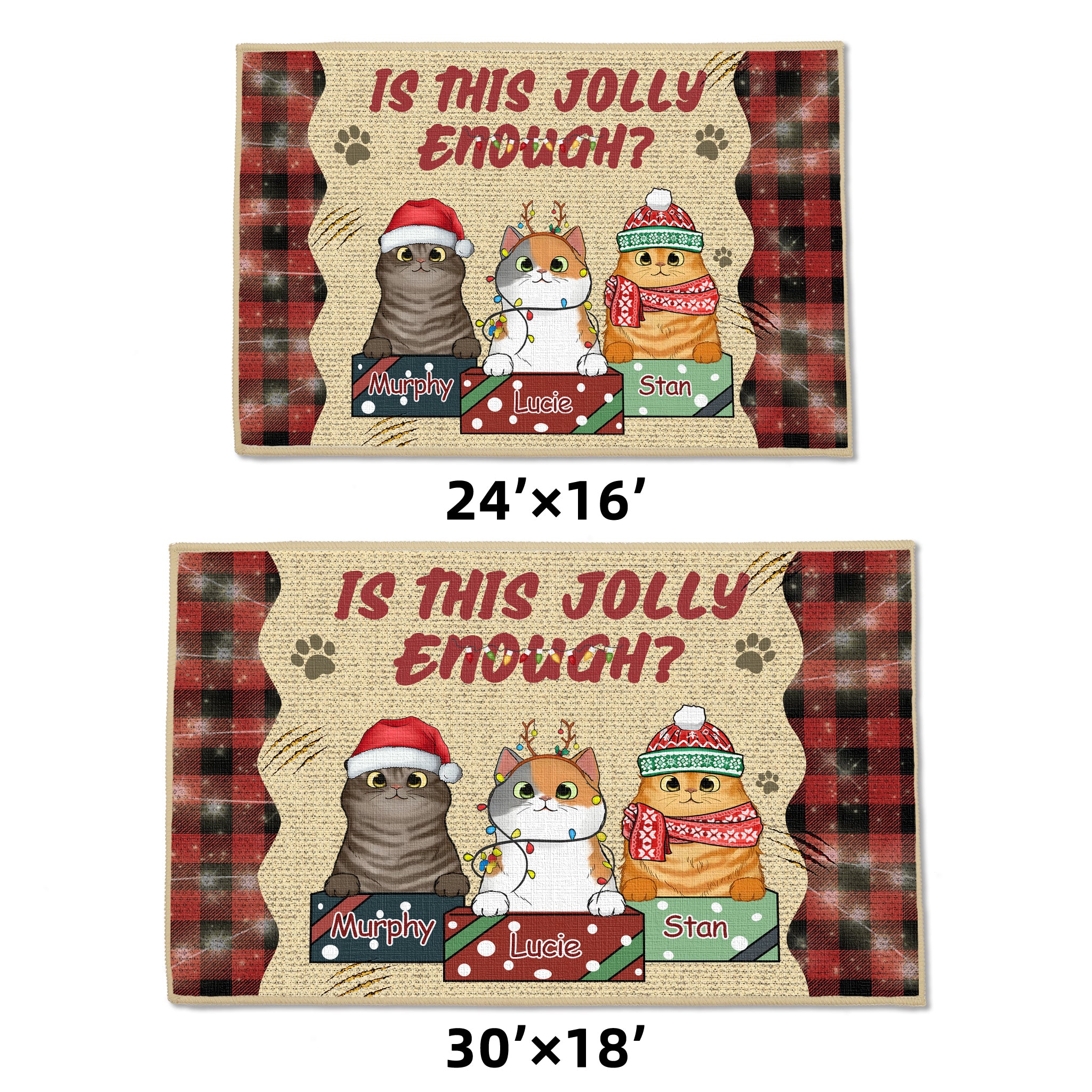 Is This Jolly Enough - Personalized Decorative Mat For Cats, Doormat - Christmas Gifts For Pet Owners, Pet Lovers