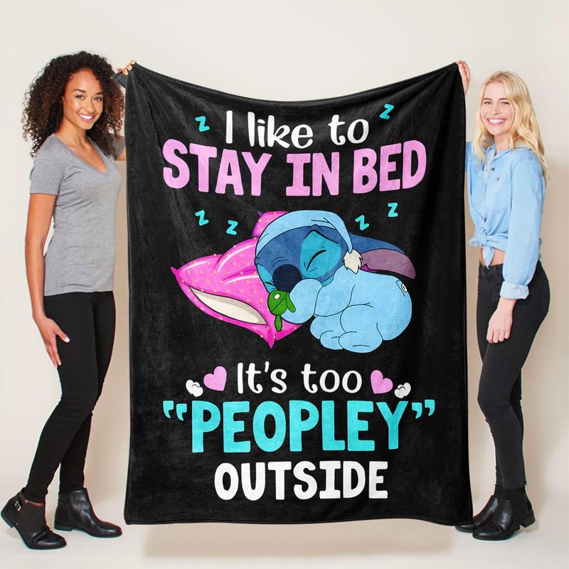 Cute Cartoon Stitch Pattern Soft Comfortable Throw Flannel Blanket