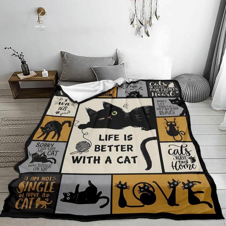 Cat Pattern Napping Blanket Soft Comfortable Throw