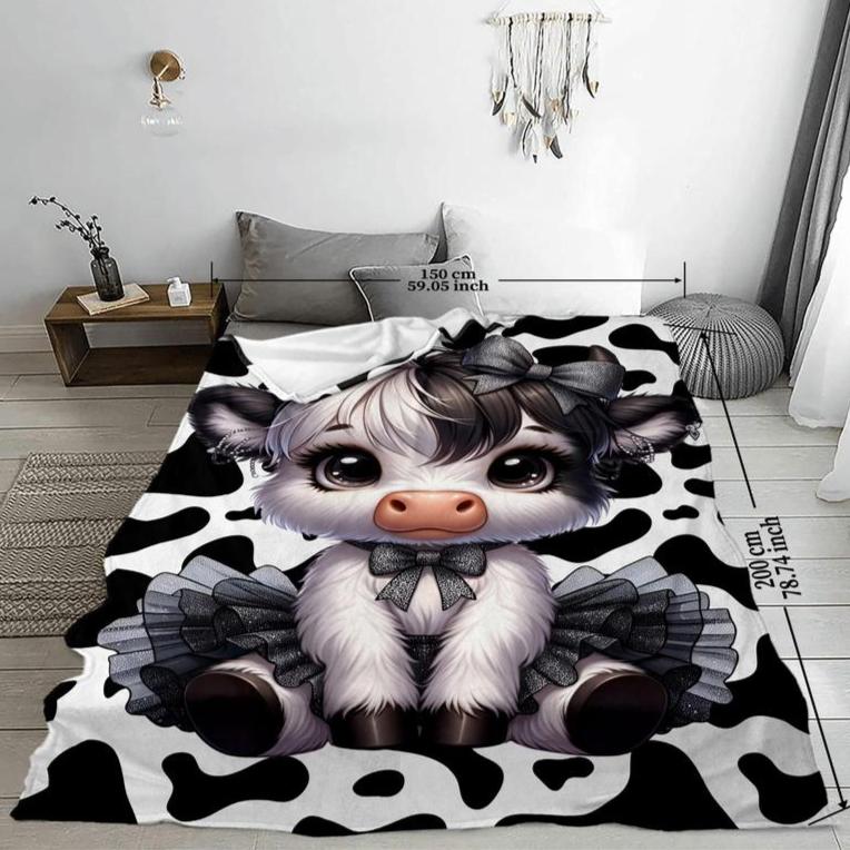 Cute Cow Pattern Blanket Soft and Comfortable