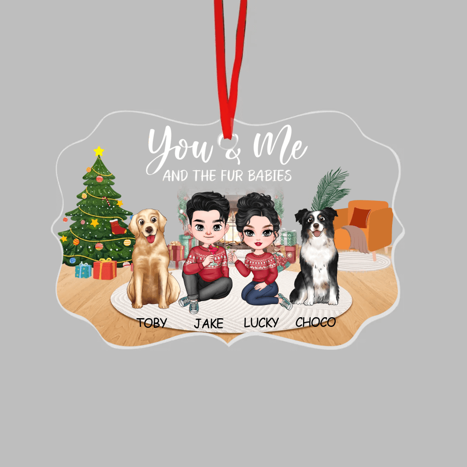 You Me and Our Fur Babies-Personalized Custom Acrylic Ornament Benelux Shaped - Christmas Gift for Pet Owners, Pet Lovers