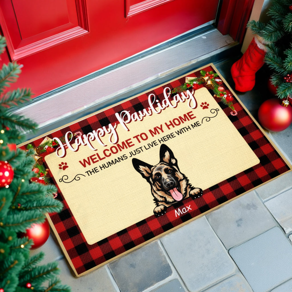 Happy Pawliday Welcome To Our Home - Dog Personalized Decorative Mat, Doormat - Christmas Gifts For Dog Owners, Pet Lovers