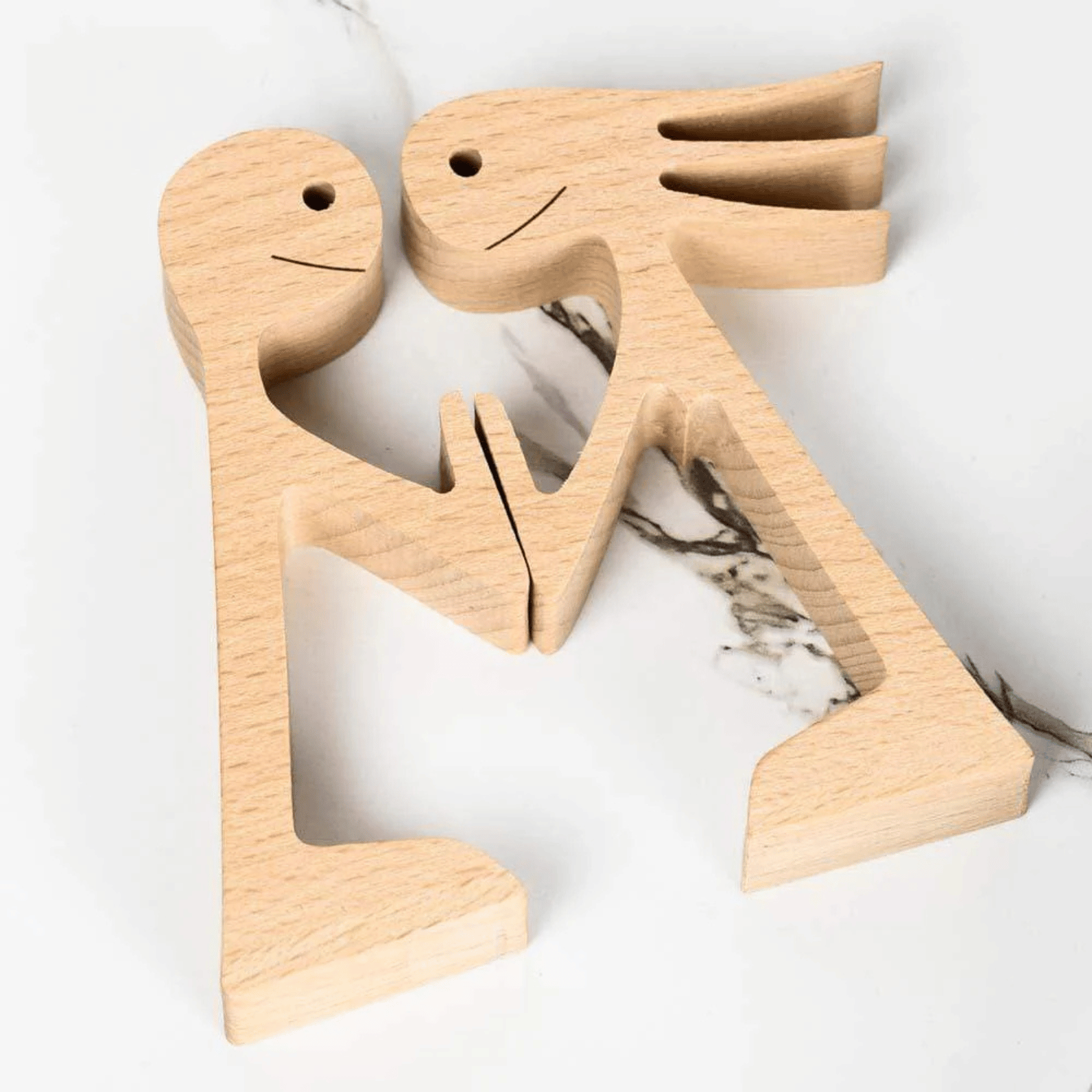 Man And Woman Stand Couple Wood Sculpture