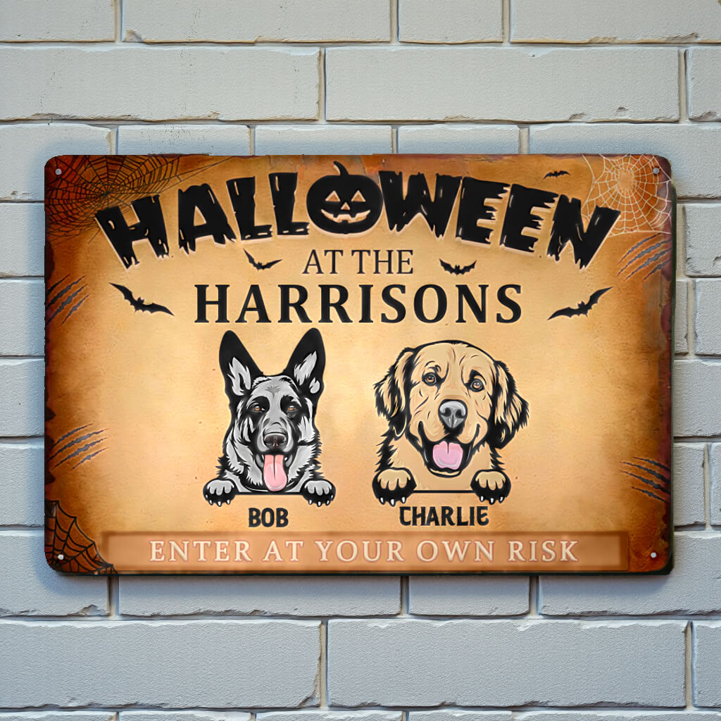 Halloween Is Coming To Town - Personalized Custom Metal Sign - Halloween Gift For Dog Lovers, Pet Lovers