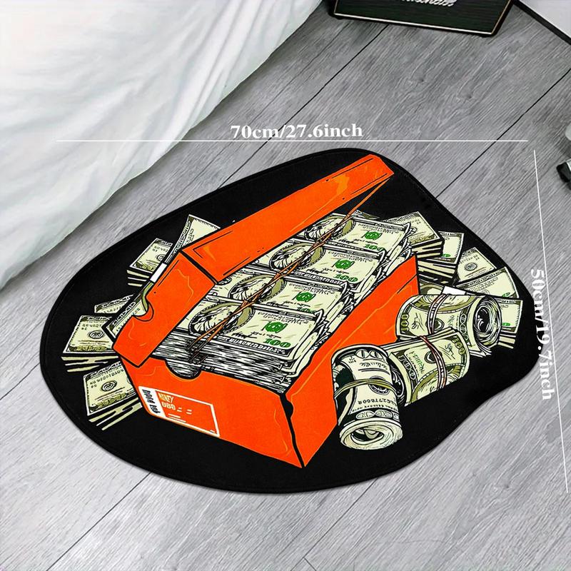 Shoe Box & Dollar Shaped Pattern Soft Non-slip Bedside Shaggy Floormat