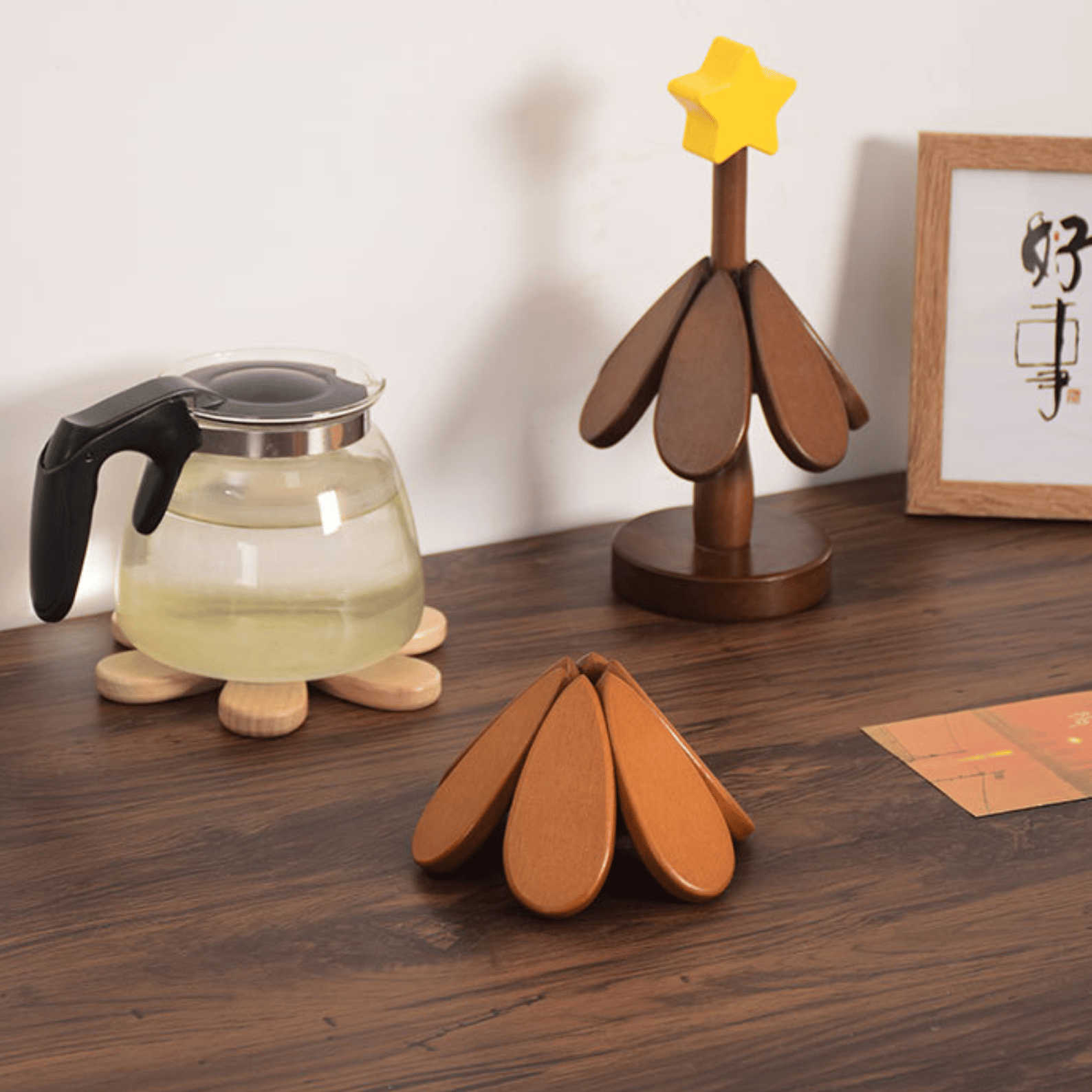 Foldable Wooden Christmas Tree Coaster