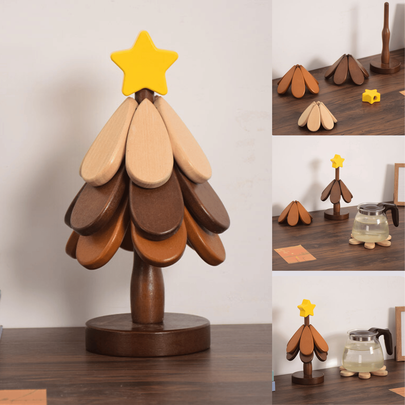 Foldable Wooden Christmas Tree Coaster