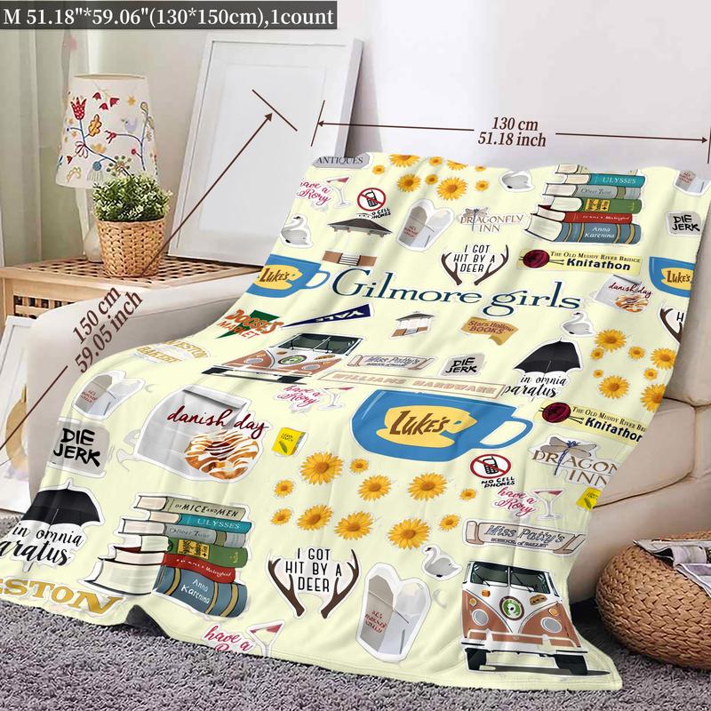 Gilmore Girls Theme Cartoon Pattern Napping Flannel Blanket Soft Comfortable Throw