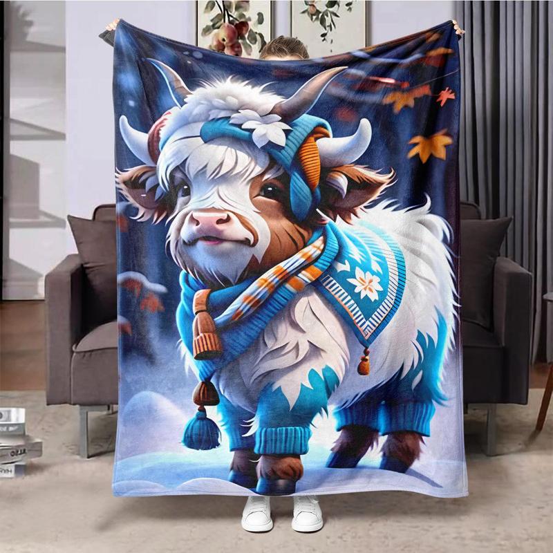 Cozy Cow Themed Throw Blanket Soft Warm Decor