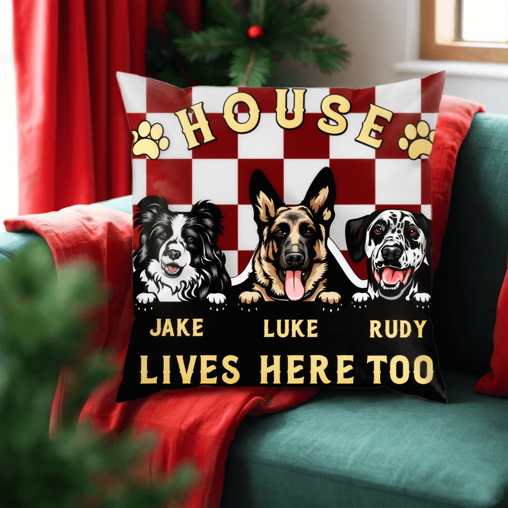 Dogs Live Together In This House - Dog Personalized Custom Pillow - Home Decor, Birthday, Housewarming Gift For Dog Lovers, Pet Lovers