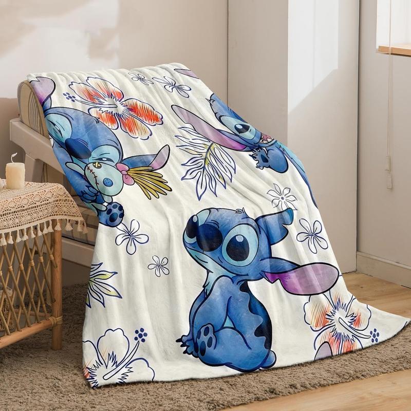 Cartoon Stitch Pattern Soft Warm Throw Flannel Blanket