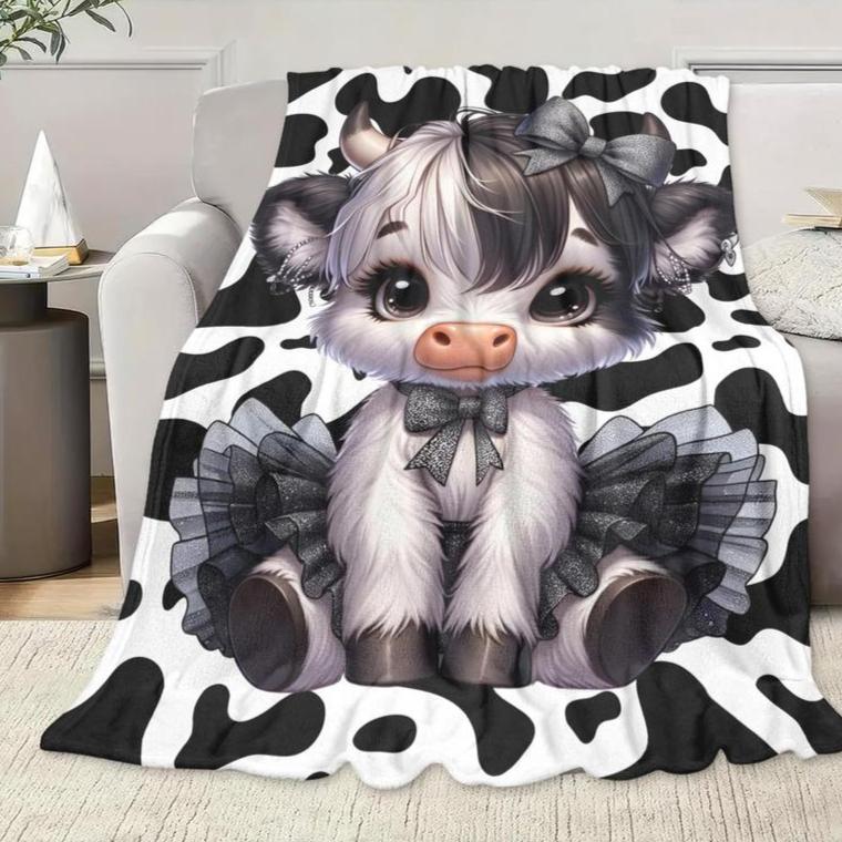 Cute Cow Pattern Blanket Soft and Comfortable