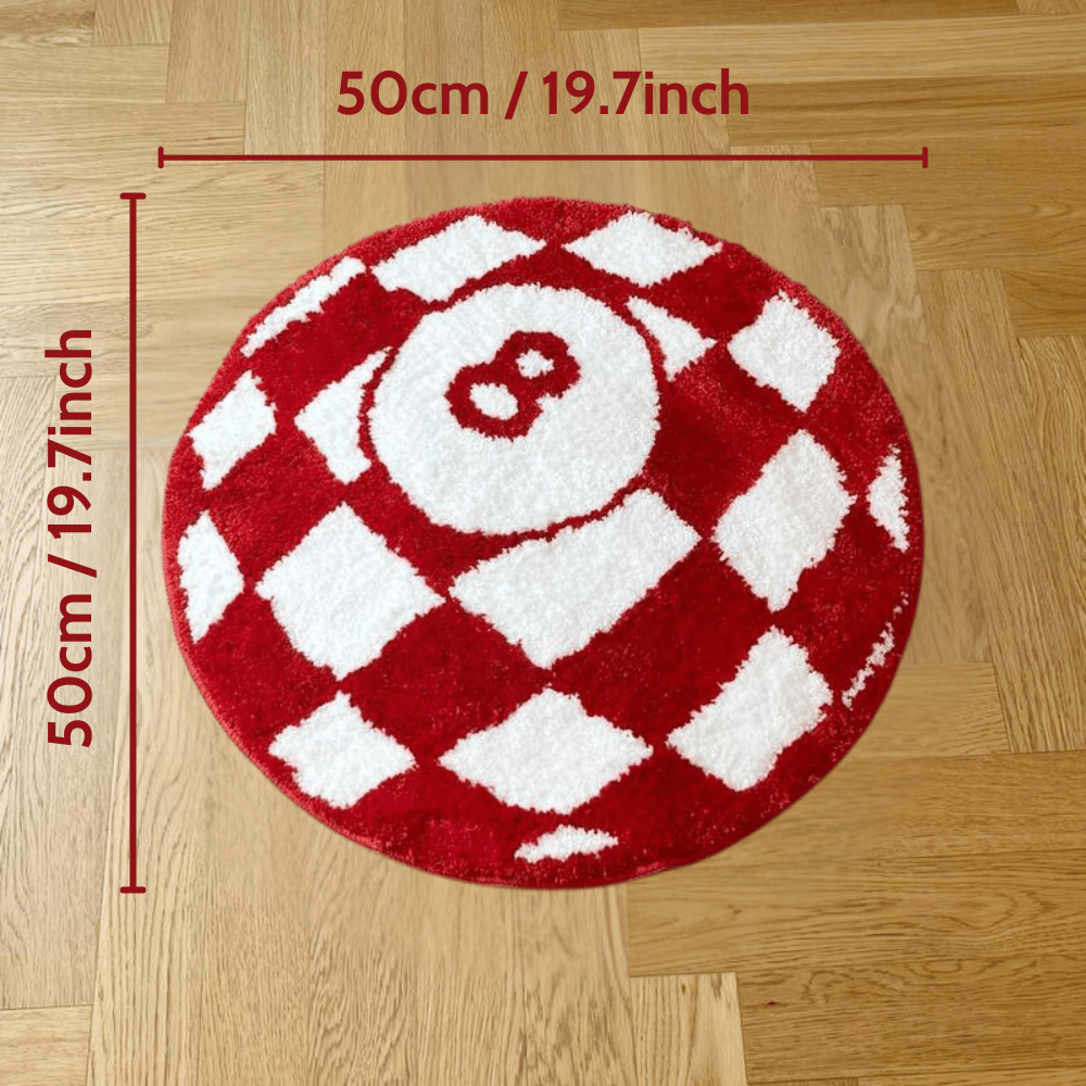 Checkerboard & Number 8 Pattern Round Area Soft Comfortable Non-slip Washable Floormat