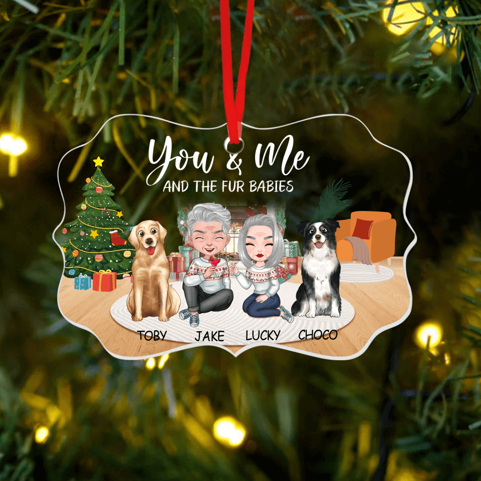 You Me and Our Fur Babies-Personalized Custom Acrylic Ornament Benelux Shaped - Christmas Gift for Pet Owners, Pet Lovers