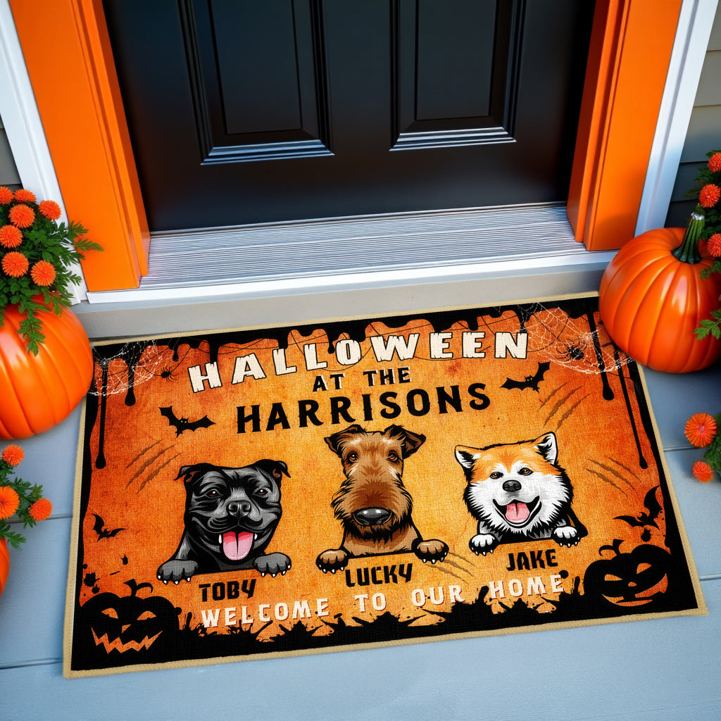 Halloween Is Coming To Town - Personalized Decorative Mat, Doormat - Halloween Gift For Dog Lovers, Pet Lovers