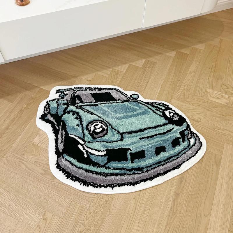 Cartoon Car Shaped Pattern Soft Non-slip Bedside Shaggy Floormat