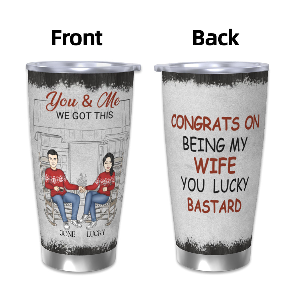 Congrats On Being My Husband & Wife -  Couple Personalized Custom Tumblers - Anniversary, Vocation Gifts For Husband Wife, Lovers, Spouse