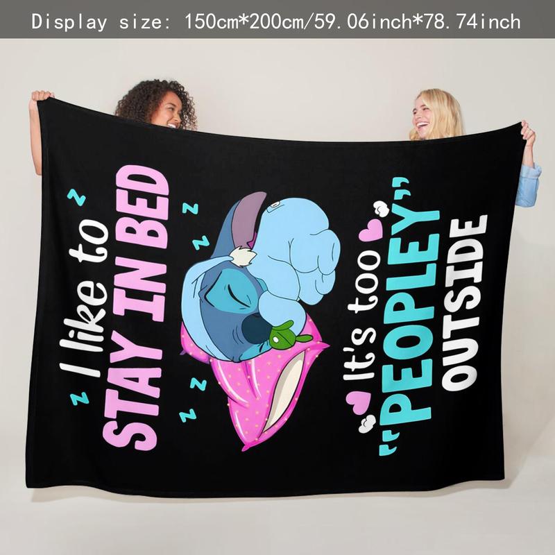 Cute Cartoon Stitch Pattern Soft Comfortable Throw Flannel Blanket