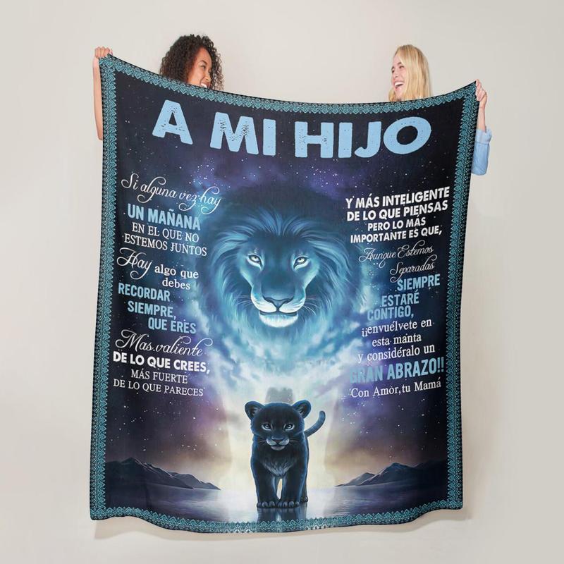 Bedroom Decor Lion & Letter Print Pattern Soft Comfortable Throw Blanket