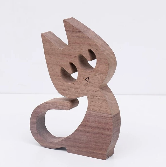 Cat Wood Sculpture