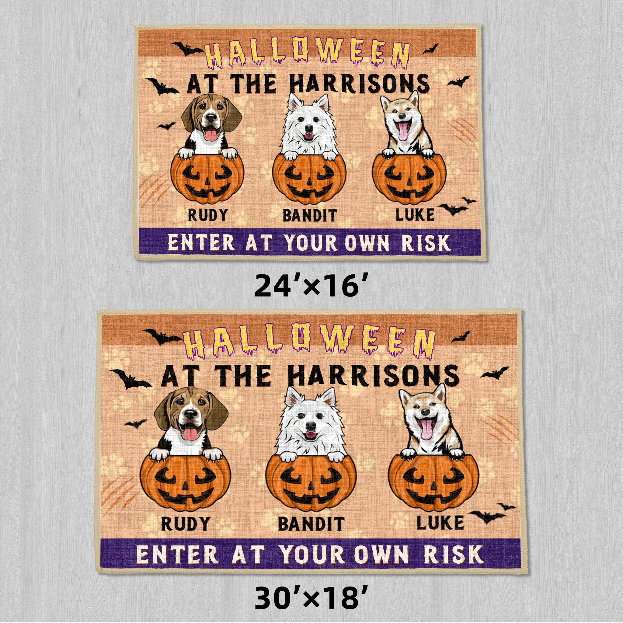 Pumpkin Dog Halloween - Personalized Decorative Mat, Doormat - Halloween Gift For Pet Dog Owners And Lovers